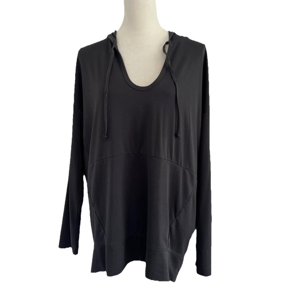 Fabletics Athena Hooded Pullover Womens Small Gray Lightweight Kangaroo Pocket